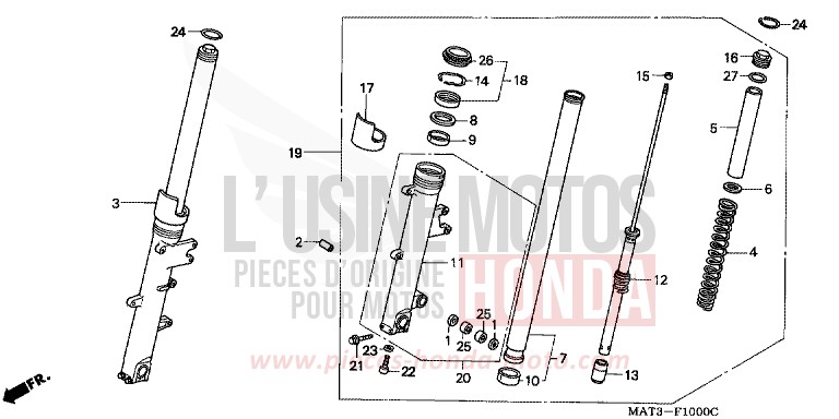 FRONT FORK for Super Blackbird TITANIUM METALLIC (YR183) from 1998